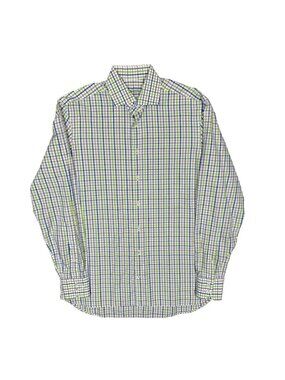 Van Laack Royal Dress Shirt Multicolor Check Long Sleeve Italy Cotton 16.5 Large